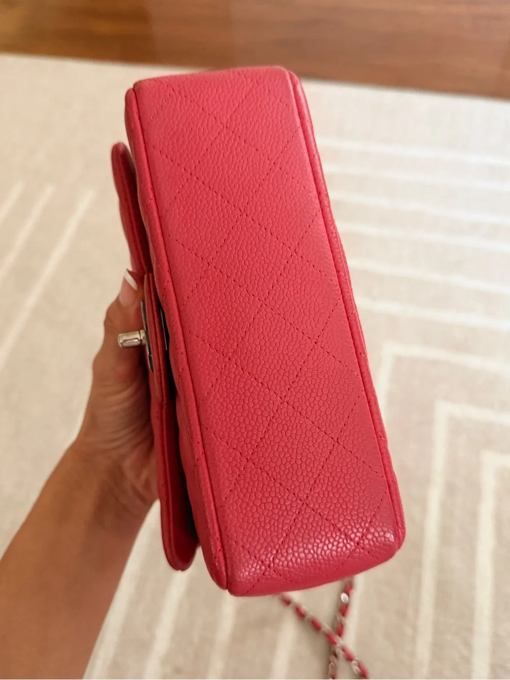 Chanel Fuchsia Pink Quilted Caviar Mini Rectangle